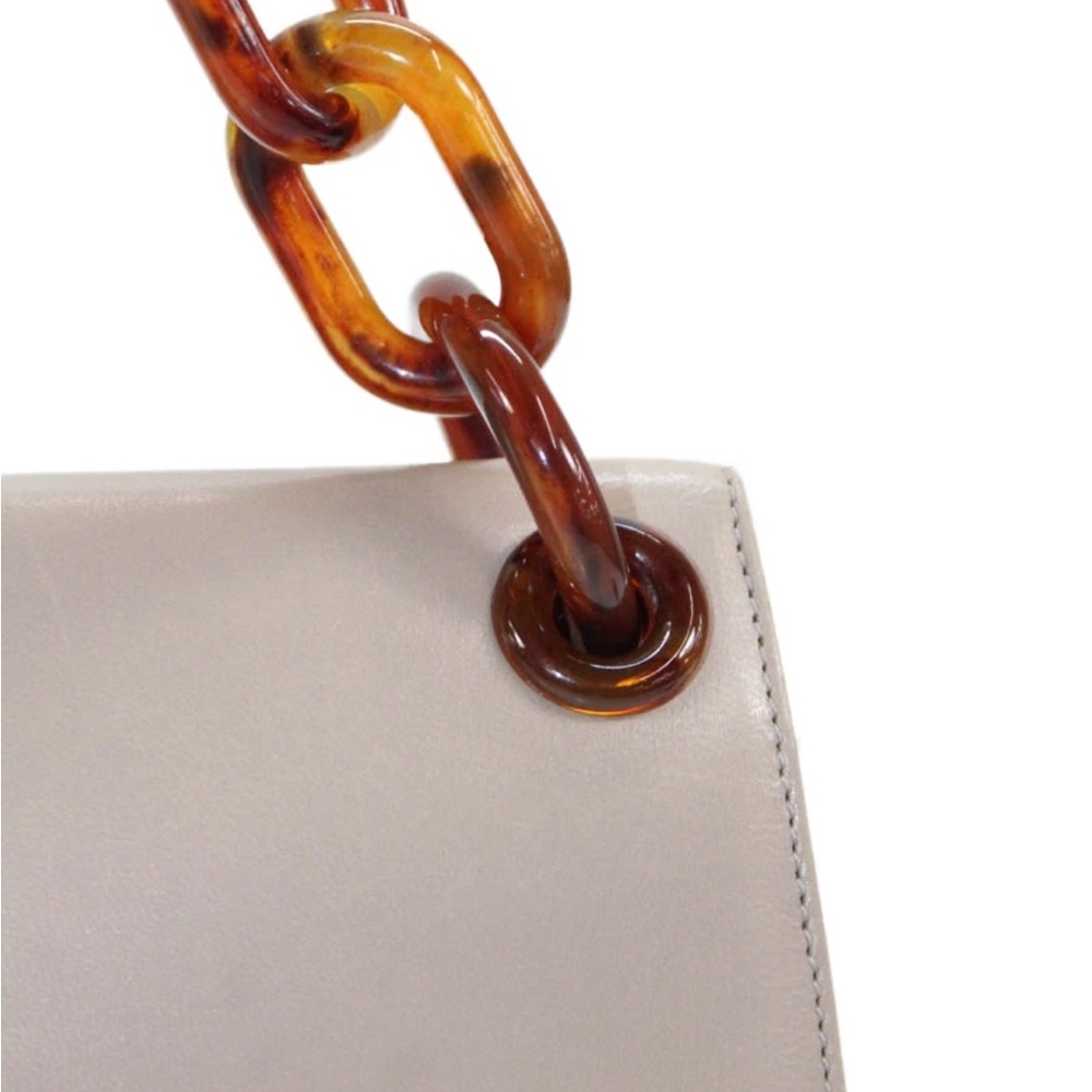 Prada Milano Cream Leather Tortoise Shell Strap Turnlock Flap Shoulder Bag - Picture 2 of 16